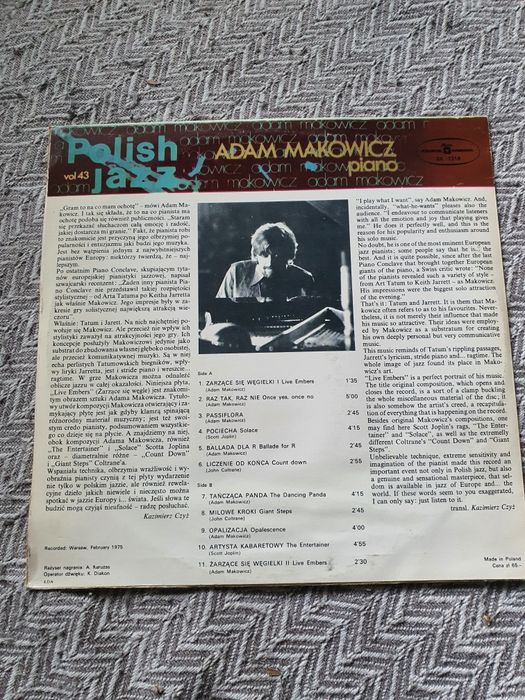 Adam Makowicz – Live Embers EX- 1975 winyl