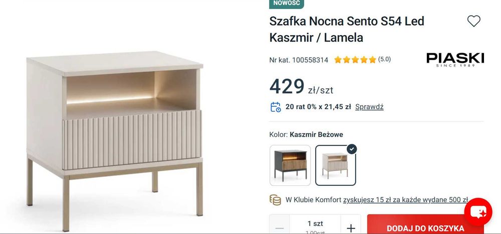 Szafka nocna Sento Kaszmir + LED
