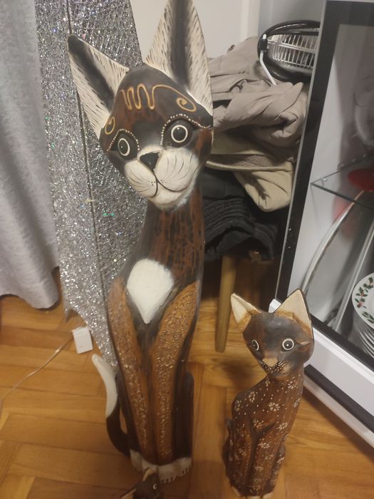 Quatro gatos decoração em madeira  70cm outro 50cm e dois 20cm