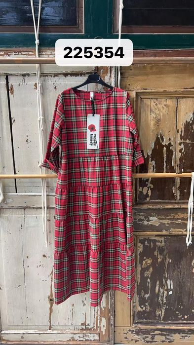 Sukienka damska świąteczna kratka