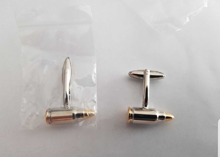 NOWE Spinki do mankietów spinki do koszuli Naboje Łuska naboju