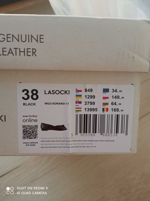 Baleriny Lasocki r. 38 czrane