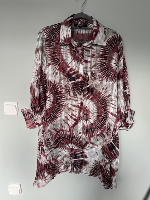 Asymetryczna lekka letnia długa koszula w stylu Vintage 46/48