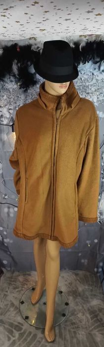 Bluza plus size brązowa ciepła unisex na zamek, HUA GE XXXL
