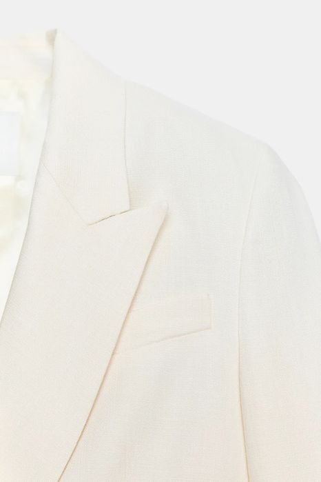 Новий двобортний жакет піджак Блейзер оверсайз Zara з віскози L ivory