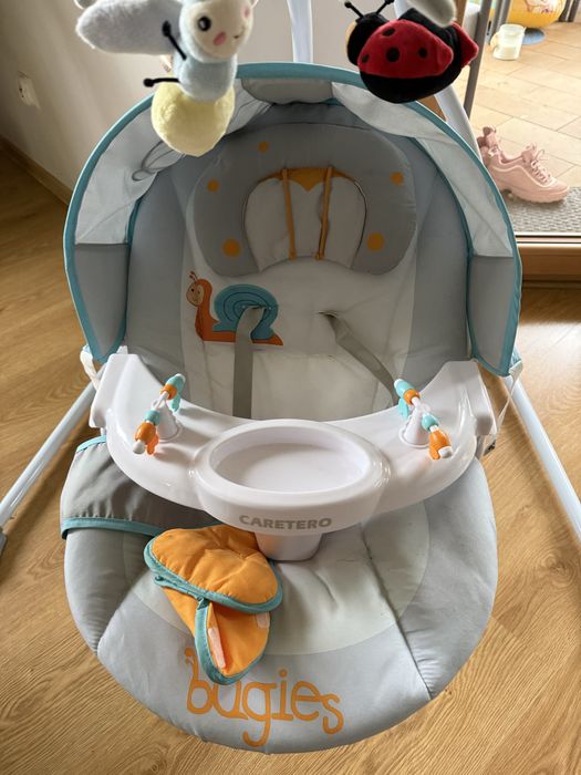 Huśtawka elektryczna, leżaczek Caretero Bugies grey