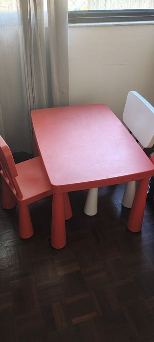 Conjunto IKEA MAMMUT – Mesa + 2 Cadeiras Infantis