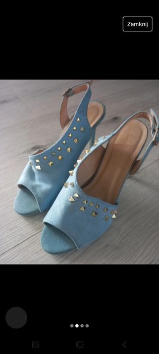 Niejasnoniebieskie sandałki na szpilce 37 obcas 10 cm