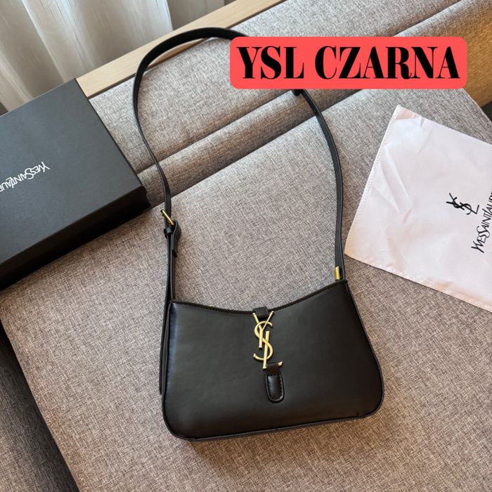 YSL Saint Laurent torebka czarna skórzana