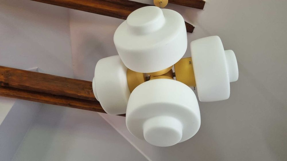 Lampa wisząca Space Age szkło opalowe J. Hůrka, Napako Czechosłowacja