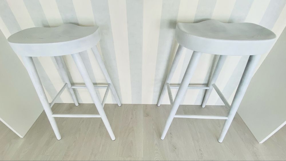 2 bancos altos para ilha cozinha madeira cor branco mate
