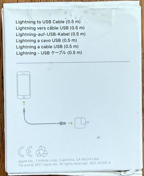 Cabo Apple (USB - Lightning - 0.5 m - branco)- novo