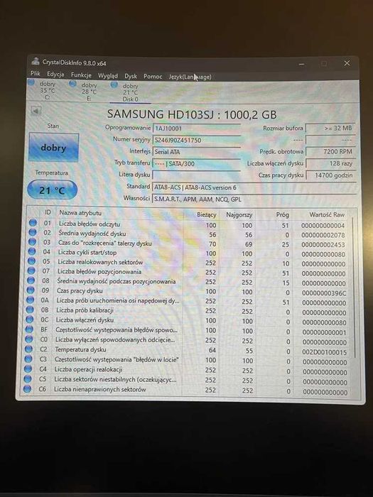 Dysk samsung 1tb 14700godzin