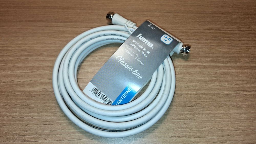 Kabel Antenowy - HAMA - Kabel Koncentryczny - DVB-T2 - 3 metry