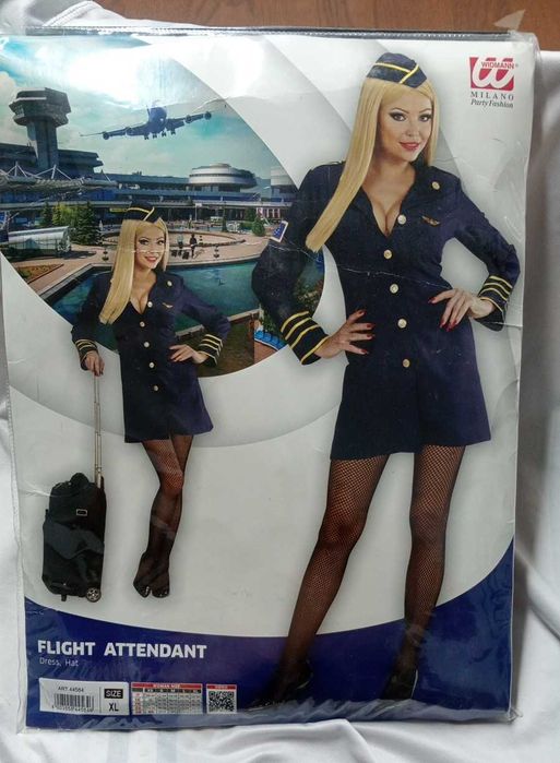 Disfarce Fato Hospedeira de Bordo Widmann Azul Tam XL