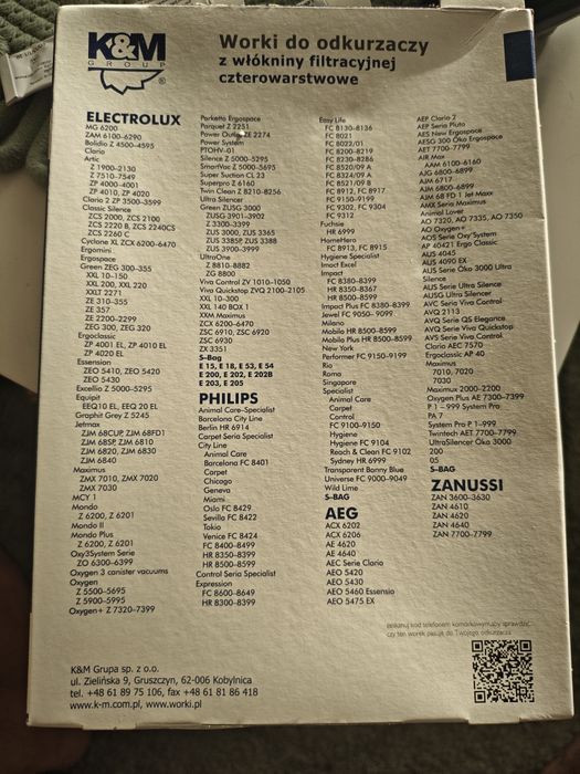 Worki do odkurzaczy EP BAG  Electrolux Philips AEG Zanussi