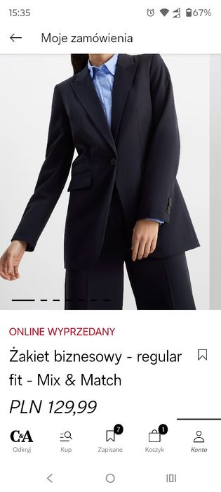 Żakiet marynarka damska granatowa 38 CA taliowana długa