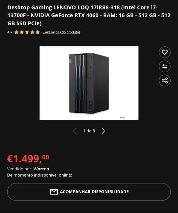 *NOVO* Gaming LENOVO LOQ 17IRB8-318 (i7 RTX 4060 16GB RAM- 512GB SSD)