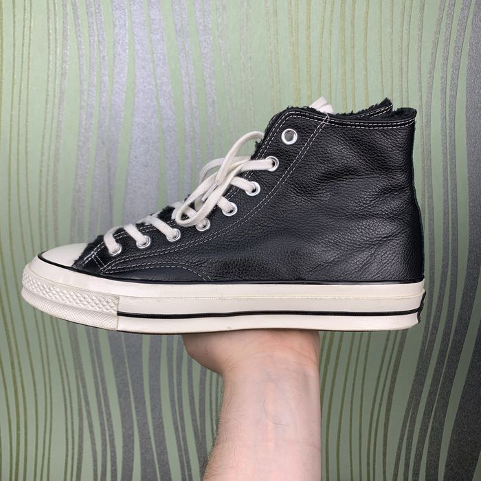 Утепленные кожаные кеды Converse Chuck 70 Hi Black 42.5