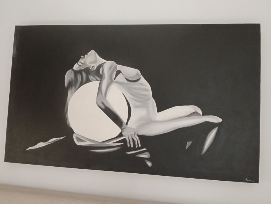 Quadro mulher e lua