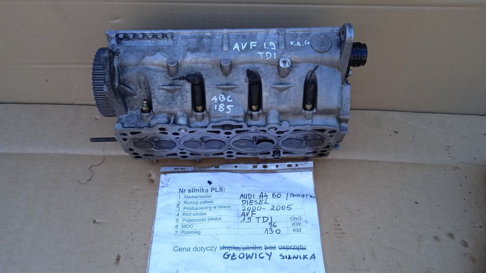 Audi A4 B6 Głowica Silnika Wał Tłoki Avf 1.9Tdi
