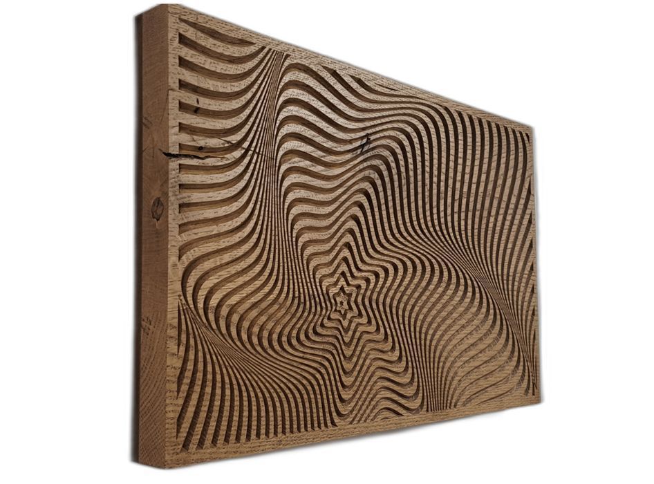 Panel ścienny 3D Fale z dębu 56x33 cm, dekoracja optyczna