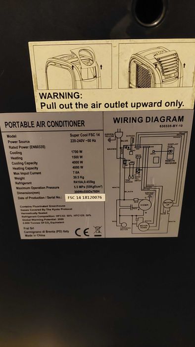 Fral Super Cool FSC 14, przenośny klimatyzator - 2x Plenum