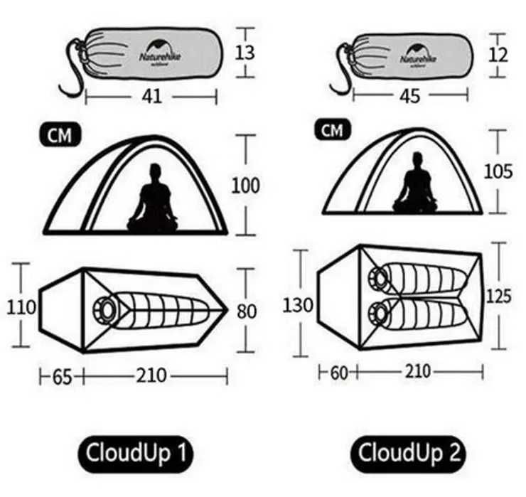 Намет палатка Naturehike Cloud Up 1 2 PRO нейлон 20D