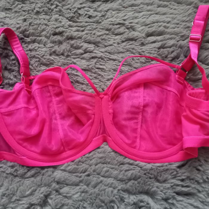 Luksusowy stanik Boux Avenue fuksja różowy koronkowy biustonosz 70H
