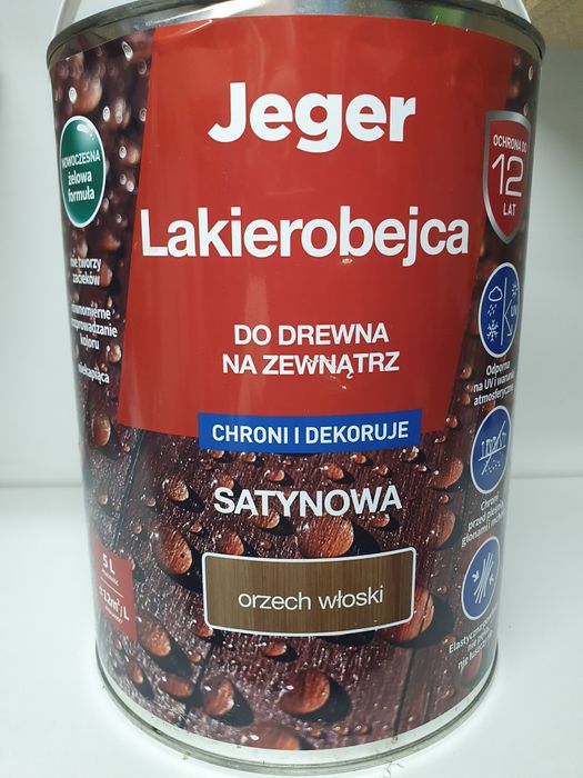 Nowa farba do drewna lakierobejca Jeger Orzech włoski 5L