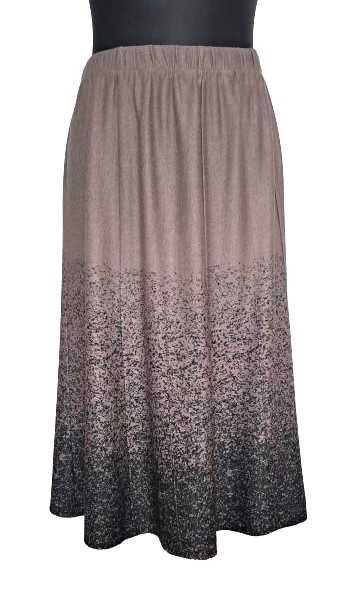 Spódnica midi szeroka brązowa jerseyowa  z ozdobnym dołem XXL