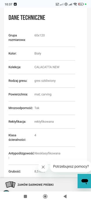 Gres Calacatta new white mat carring 60x120