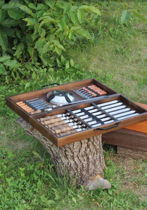 Шампура 6 штук набор подарочный с посудой