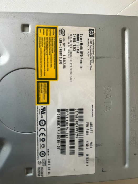 Leitor/Gravador CD/DVD SATA marca HP