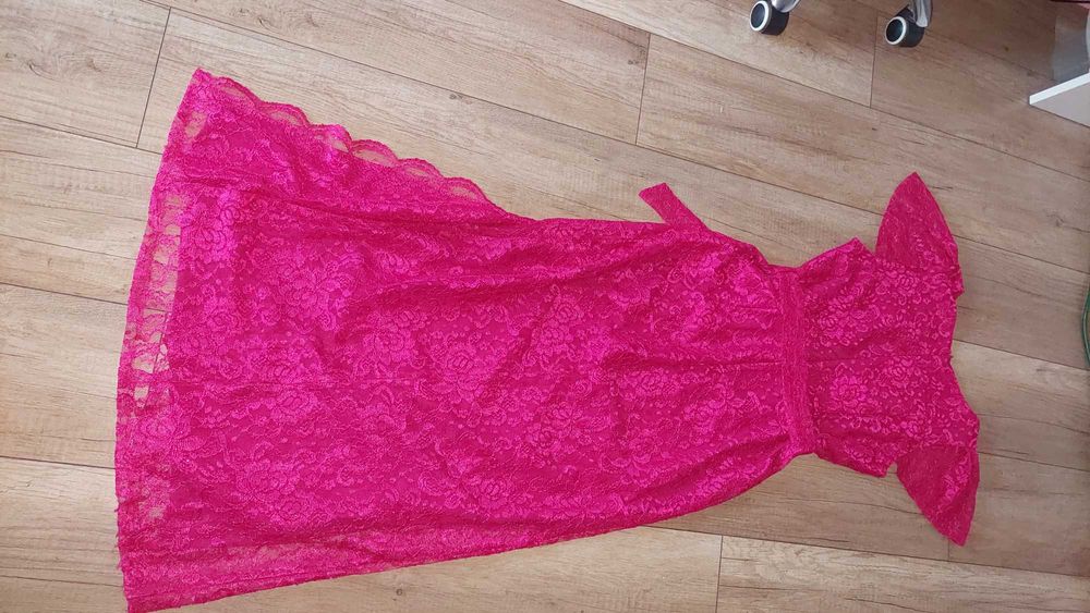 Sukienka koronka fuksja salsa 38 rozmiar