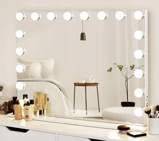 Hansong Duże lustro Hollywood 80 x 60 cm, lusterko kosmetyczne