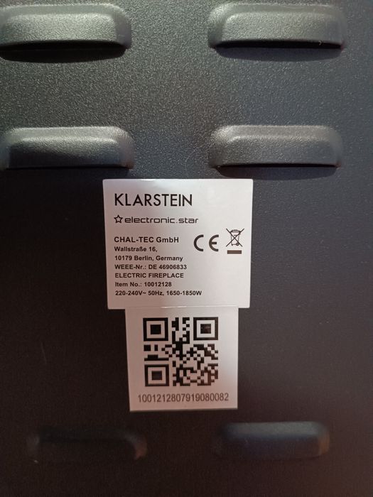 Aquecedor/ Lareira Elétrica Klarstein estilo Salamandra 1800W