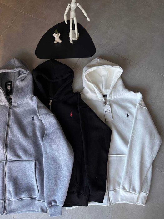 Bluza z kapturem Polo Ralph Lauren, biała, polarowa, zapinana na zamek