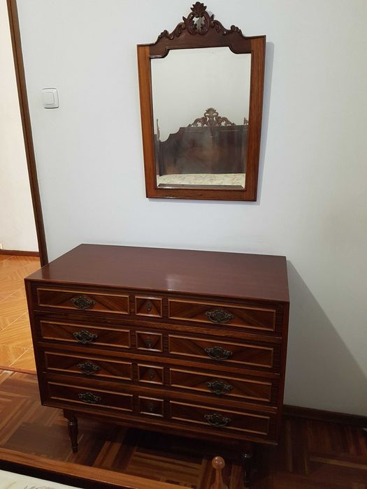 Mobília de Quarto - Cama Mesas de Cabeceira Comoda e Guarda Fatos