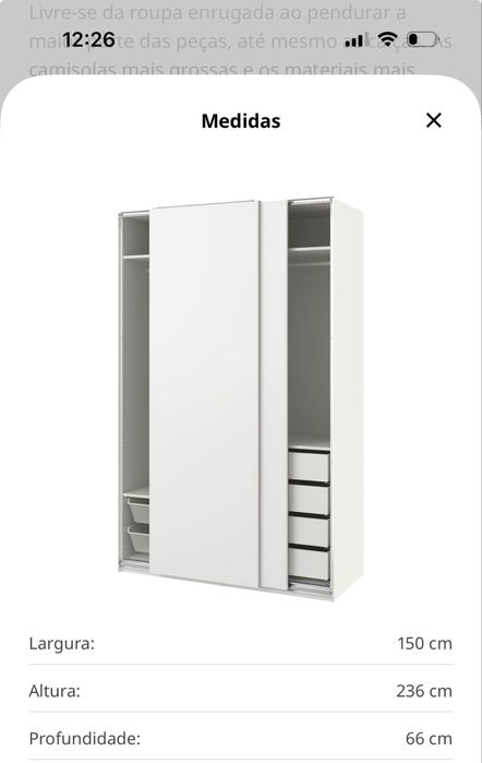 Roupeiro Pax IKEA 150x66x236