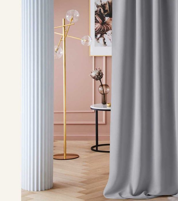 Zasłony szare jasne zaciemniające na taśmie 140×250