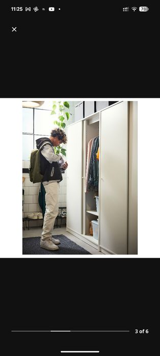 IKEA KLEPPSTAD Wardrobe with sliding doors, white, 117x55x176 cm