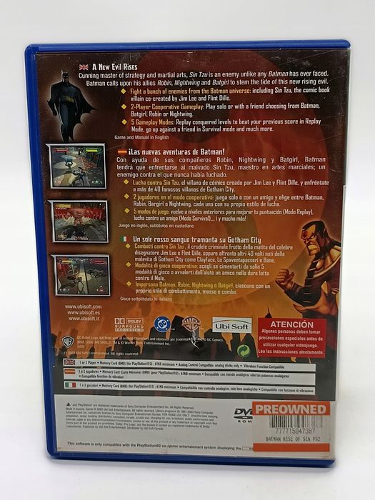 batman rise of sin tzu playstation 2 (ps2) samo pudełko