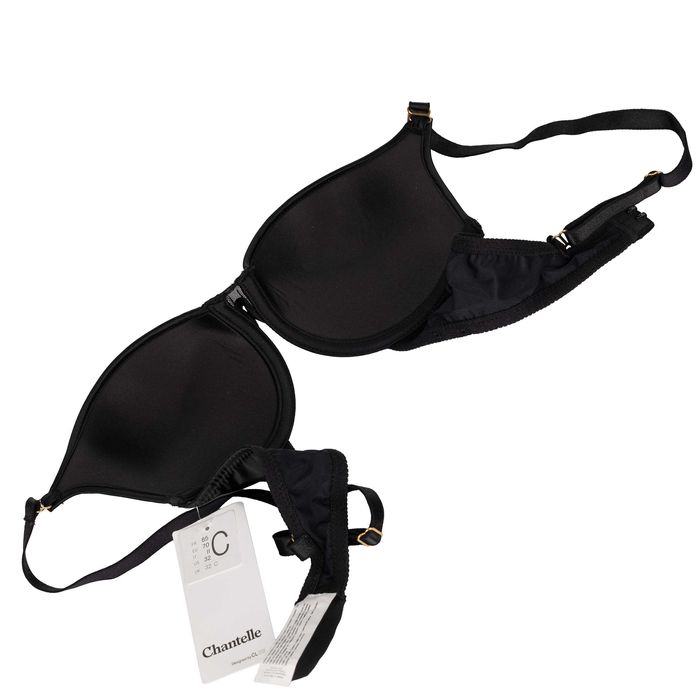 Biustonosz Chantelle 70C czarny z haftem push-up NOWY outlet