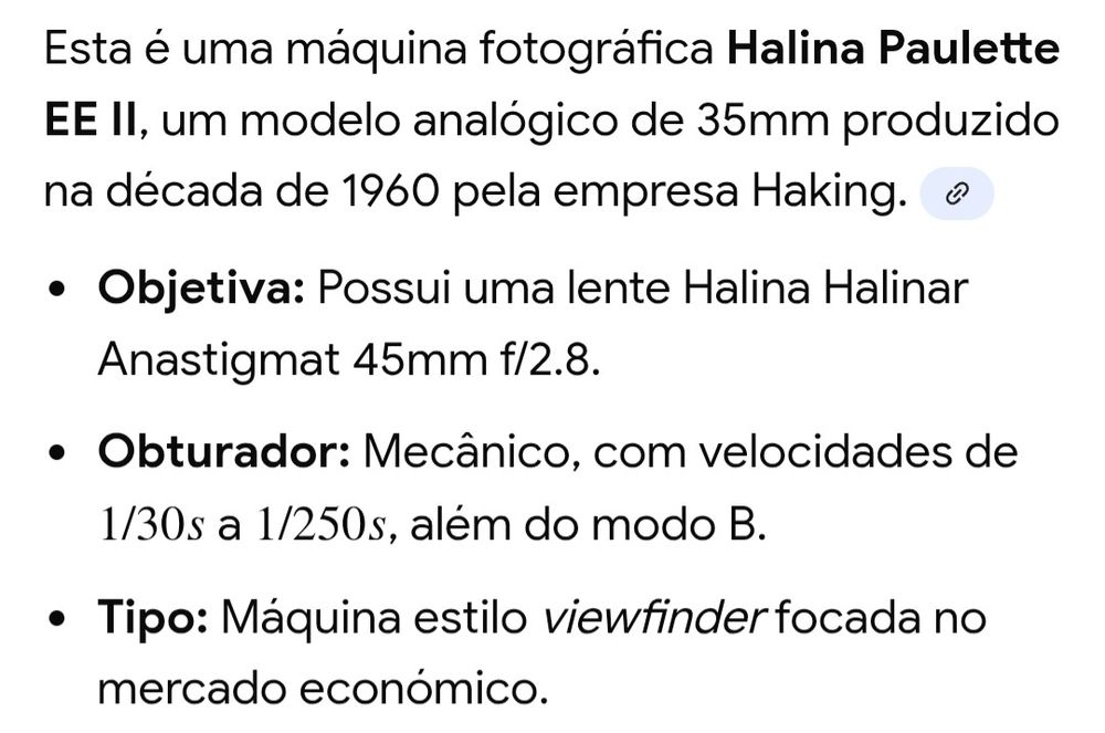 máquina  fotográfica  Halina Paulette