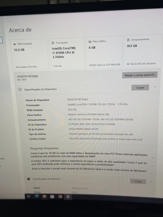Setup gaming 32gb ram 1 tb (500m2+500ssd) 32gb ram