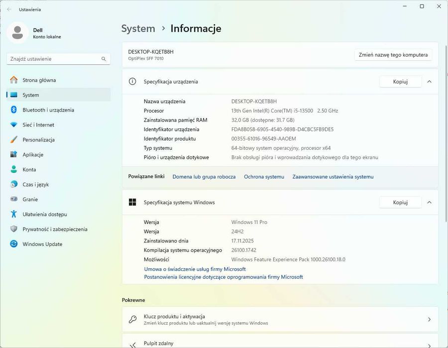 Dell OptiPlex 7010 SFF D17S i5 13500 - 32GB/512NVMe - Radeon RX6300