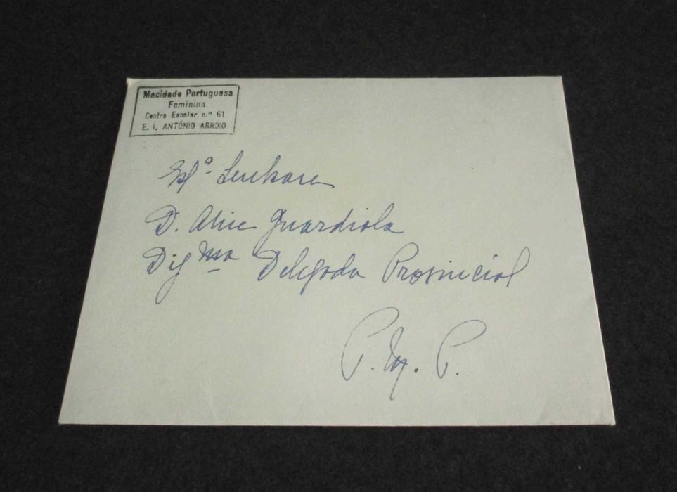 Envelope e Carta Manuscrita da Mocidade Portuguesa Feminina 1957