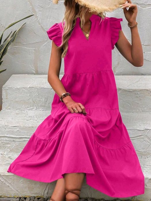 Lindo vestido de verão rosa tamanho M