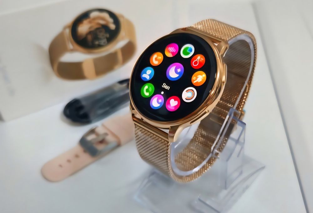 Smartwatch damski złoty bransoleta pasek funkcję medyczne